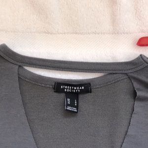 Grey jersey dress with neckline detail